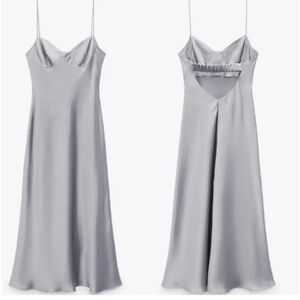 Zara Satin Silver Slip Dress Size XXL